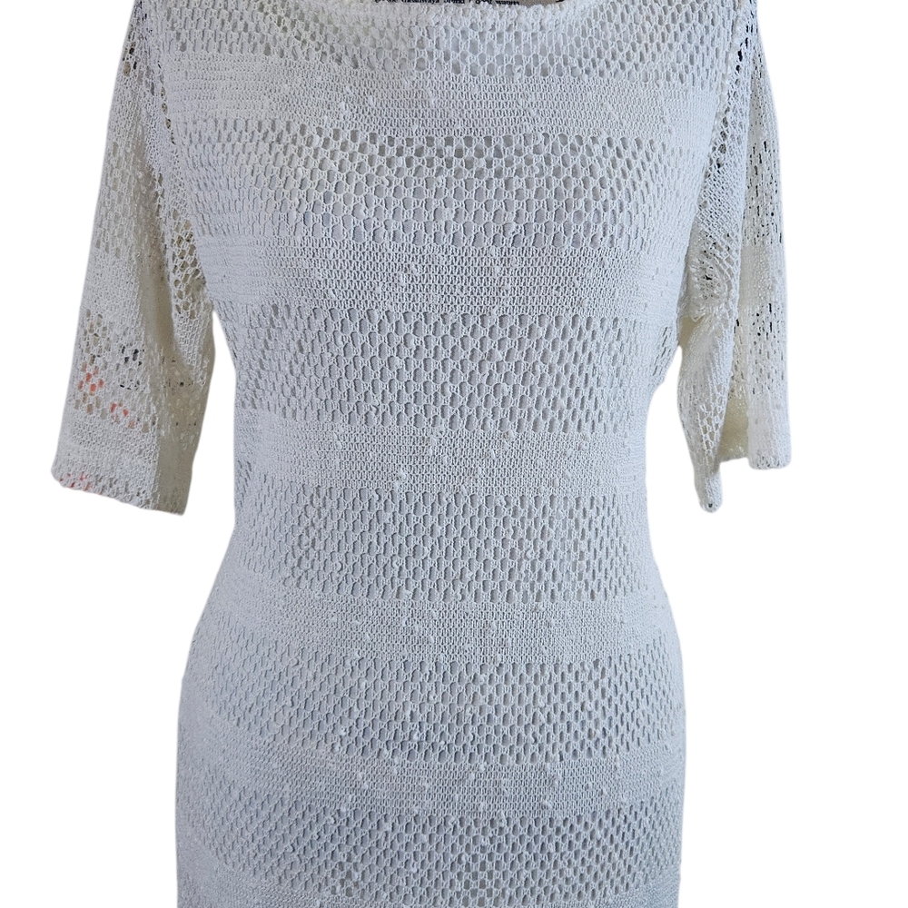 Cream Knit Midi Crochet Dress - Picture 5 of 7